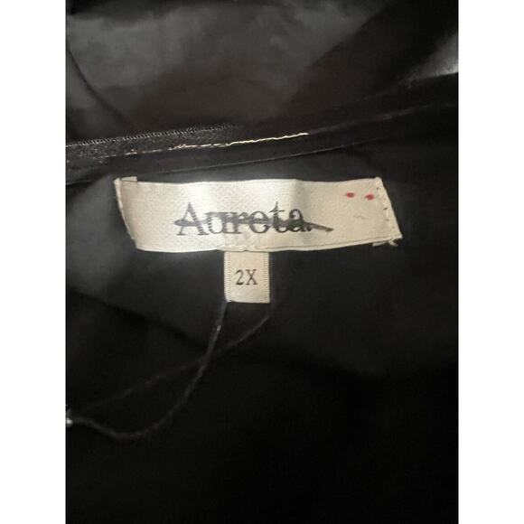 Aureta Studio One-Shoulder Puff-Sleeve Dress Size 2X Black - Picture 9 of 10